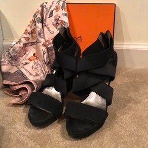 Donna Karen platform wedge shoes